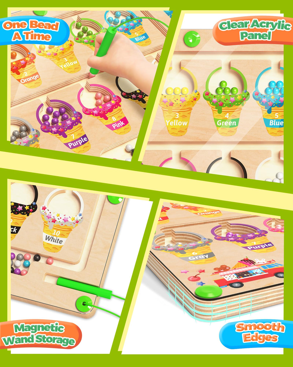 Kidific clear acrylic panel protects beads while letting kids observe progress