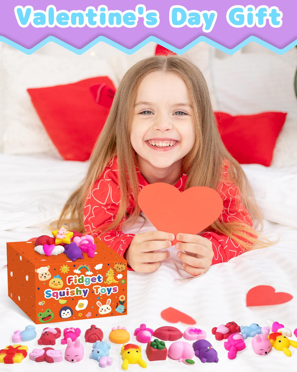 Kidific Valentines squishy flower set bright, squeezable textures for party favors