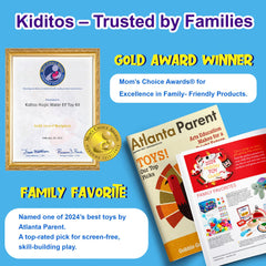 Kiditos Magic Water Elf Toy Kit with 20 gels and 10 molds for hands-on color play.