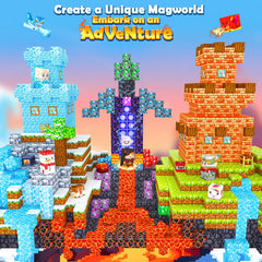 Kidiyee magnetic blocks assemble forest and lava scenes for hands-on learning.