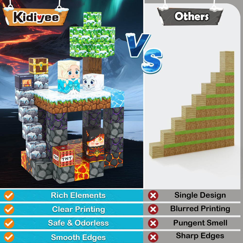 Kidiyee ice-castle scene built with magnetic blocks fueling wintry imagination