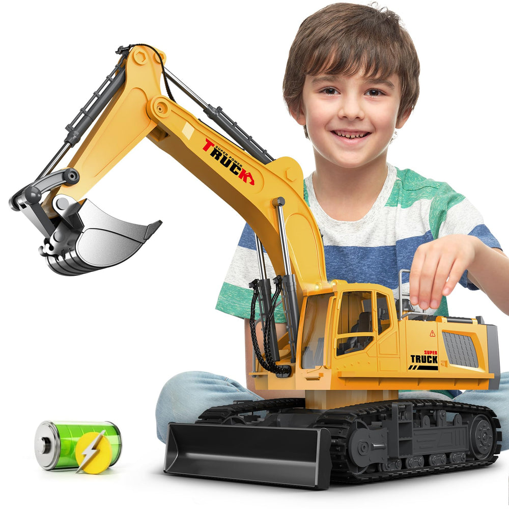 KIDMARKT 21-inch RC excavator with metal bucket for authentic construction play