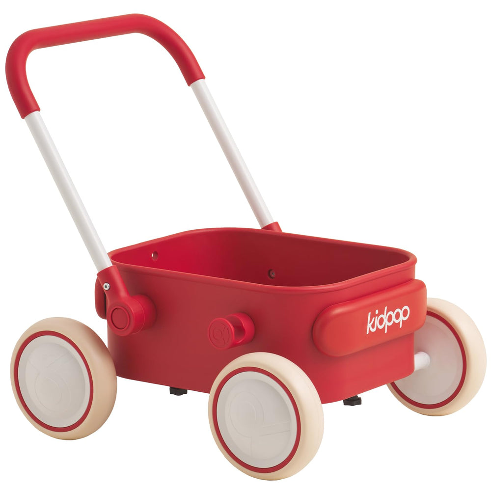 Kidpop PULA walker front view shows safe, stable pushing for early walkers.