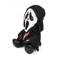 Close-up of Bloody Ghost Face Phunny Plush face detail and soft texture for hugging.