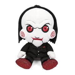 Kidrobot Saw Billy plush face detail, ideal for shelf display and collectors