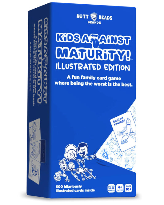 Kids Against Maturity box front with 600 cards for quick family game night