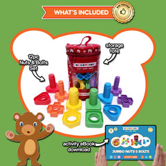 Kids Korner Jumbo Nuts and Bolts color-shape matching encourages cognitive development