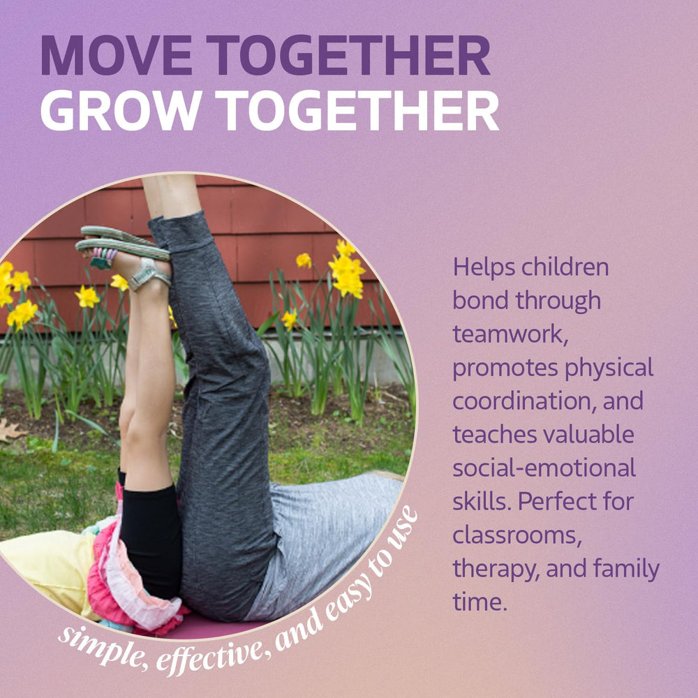 Kids Yoga Stories friendship pose card highlights social interaction during group yoga.