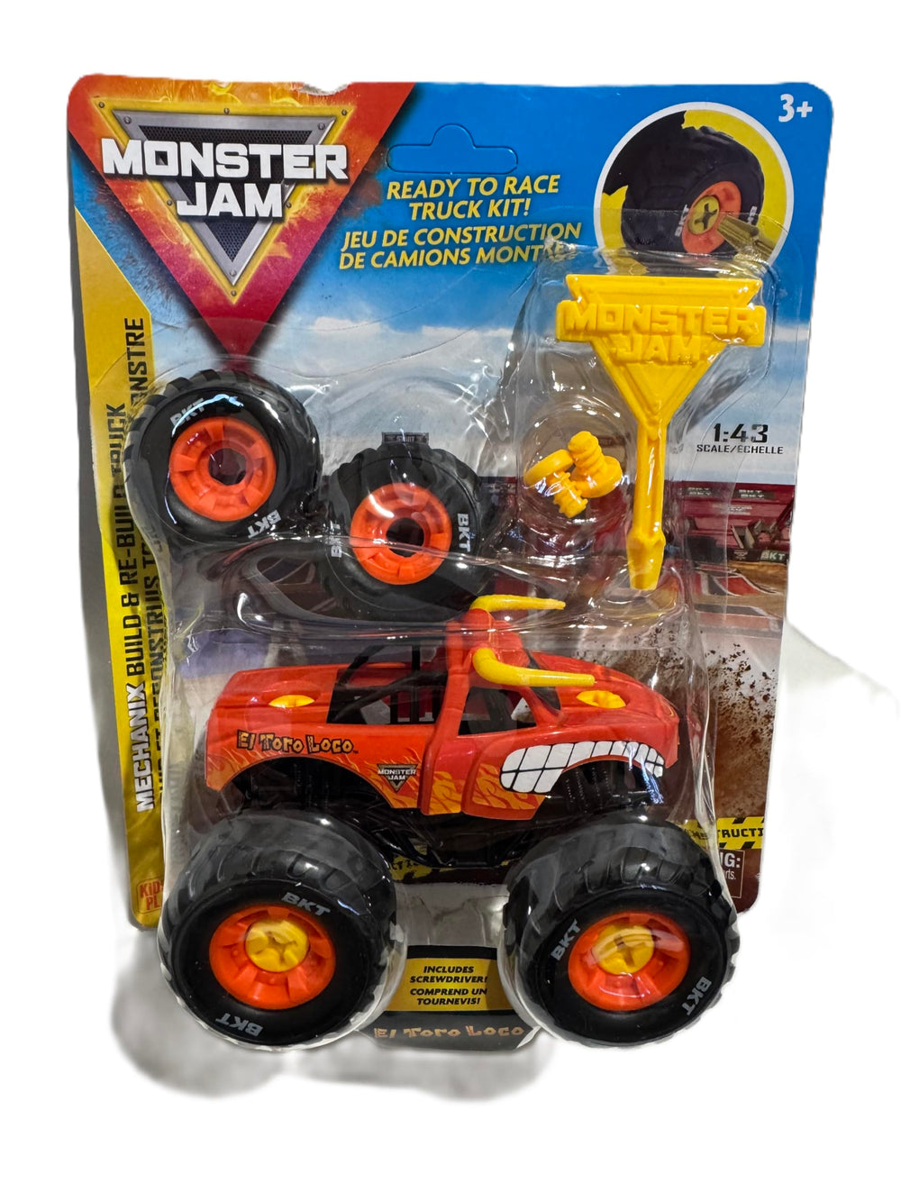 KiDS'N PLAY Monster Jam EL Toro Loco Mechanix truck kit packaging, ideal for indoor play