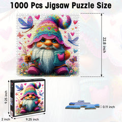 KIDSU vibrant high-definition gnome artwork with hearts and butterflies.