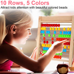 KIDWILL wooden frame abacus with colorful beads promotes fine motor skills.