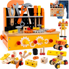 KIDWILL wooden tool bench in 2-in-1 form supports imaginative play and coordination.