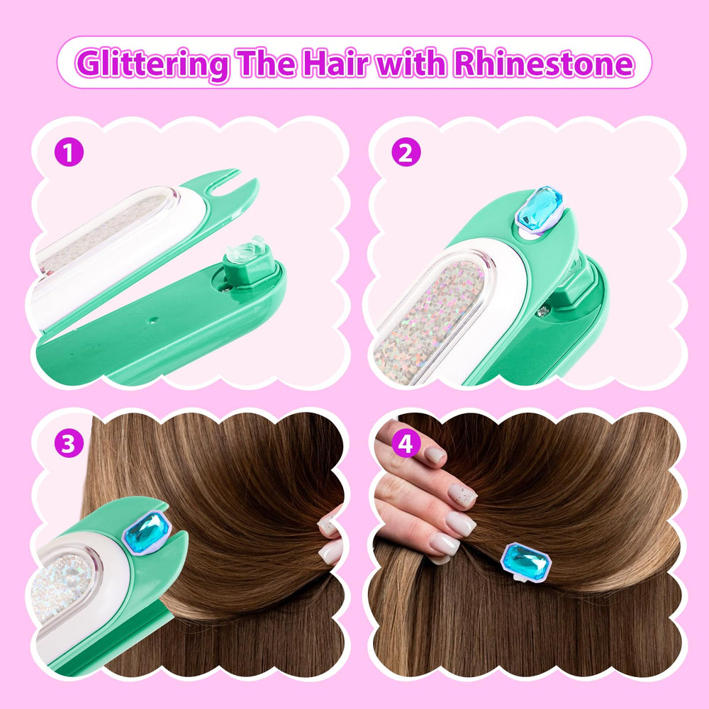 Easy-to-use stamper demonstrates quick, precise rhinestone placement.