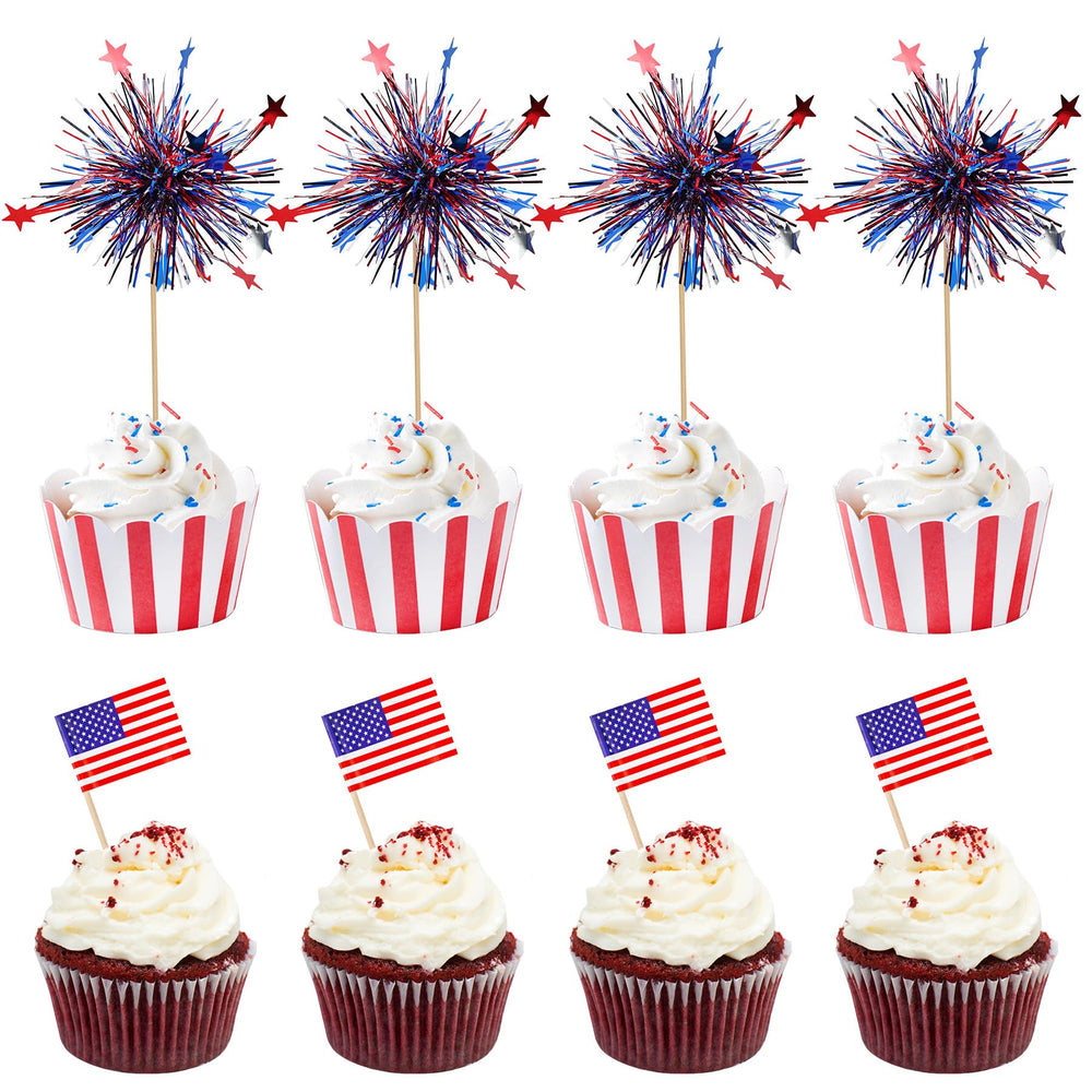 KIGEAPUEL American flag toothpicks enhance cupcakes with festive patriotism