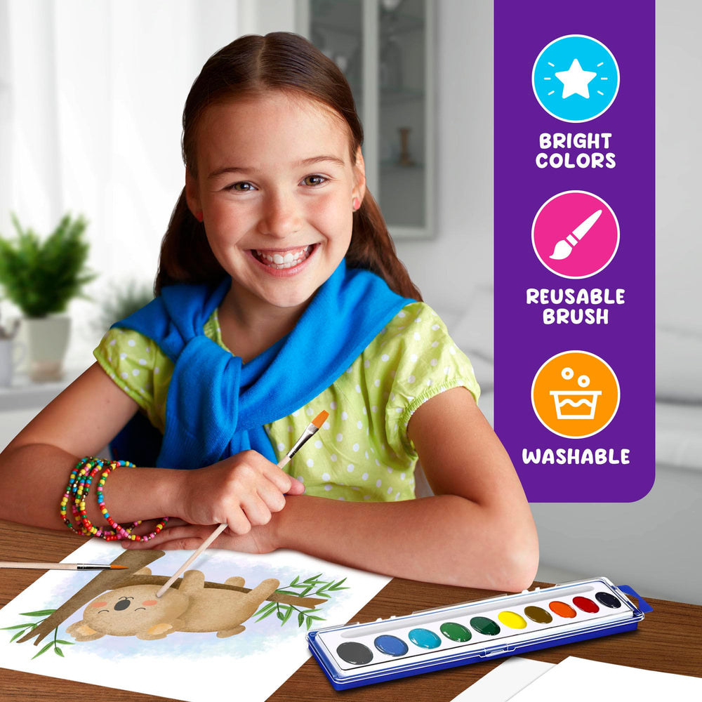 Kiggos bulk watercolor set with 30 palettes, versatile for group activities
