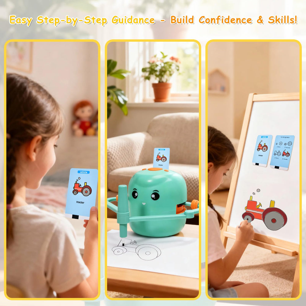 Kignao green drawing board set demonstrates durable rounded design for worry-free play.