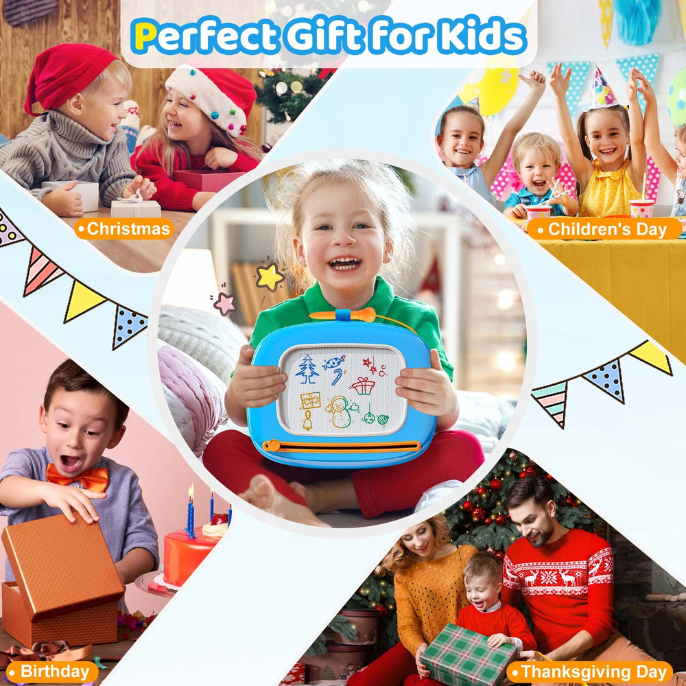 Kikidex magnetic drawing board clean surface enables mess-free art time.