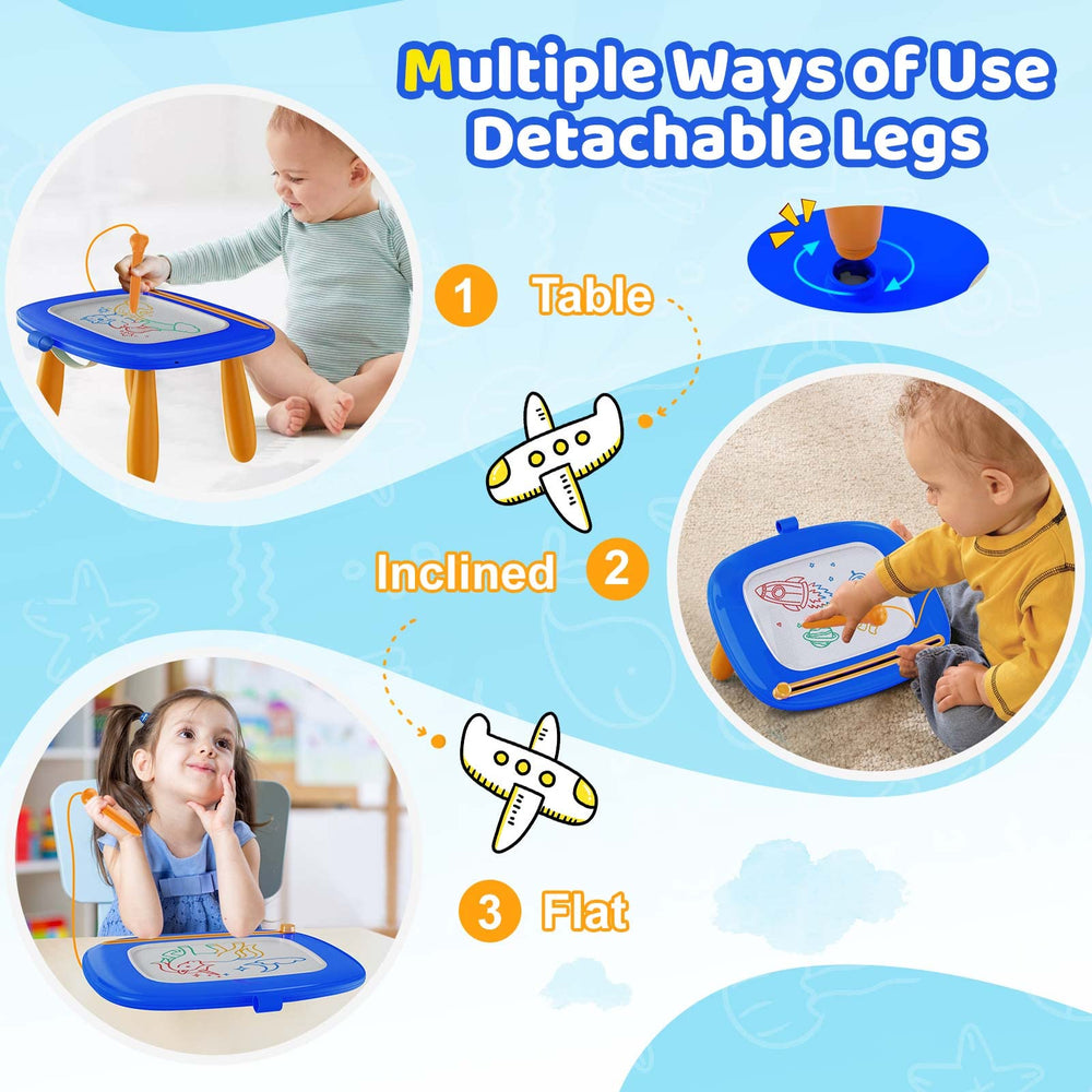 Kikidex no-mess drawing board enables quick wipe-clean sessions.
