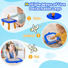 Kikidex no-mess drawing board enables quick wipe-clean sessions.