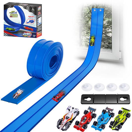 Kikikid 15 ft flexible race track with dual lanes for fast indoor races.
