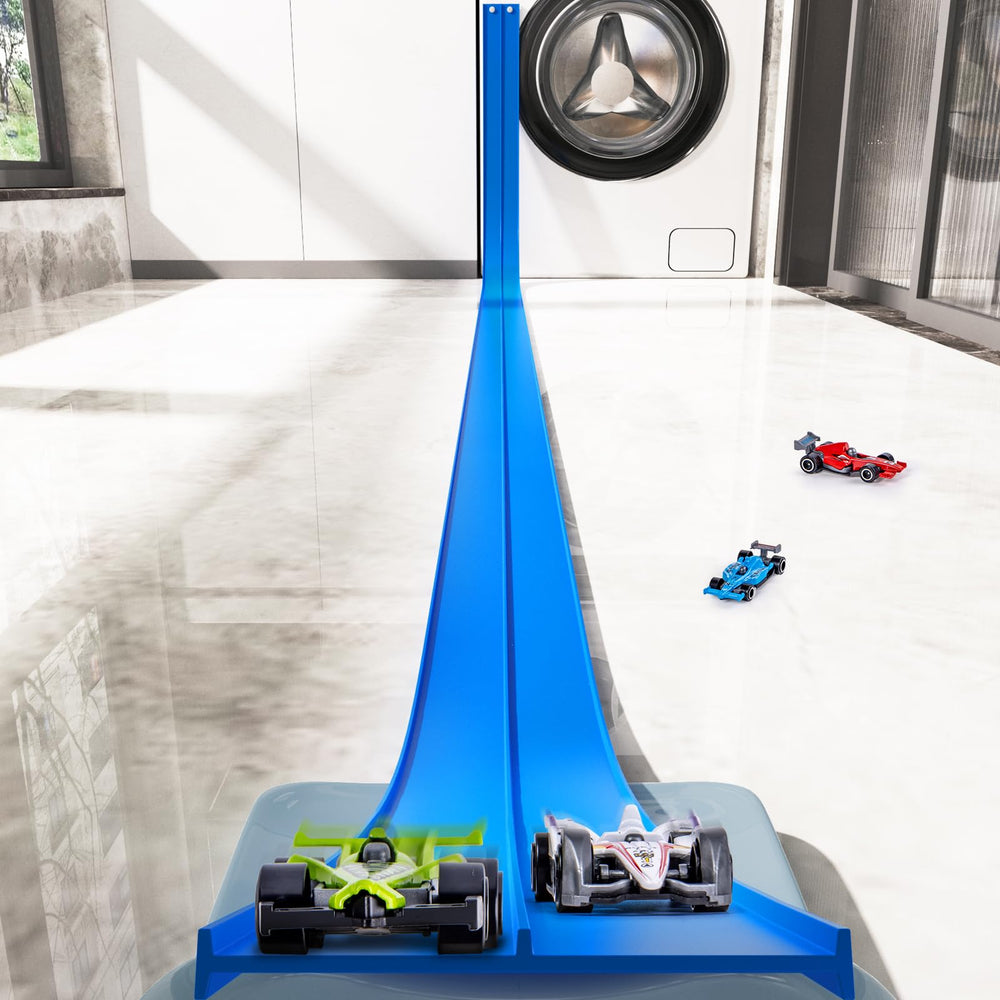 Kikikid blue race track inspires imaginative challenges for young racers.