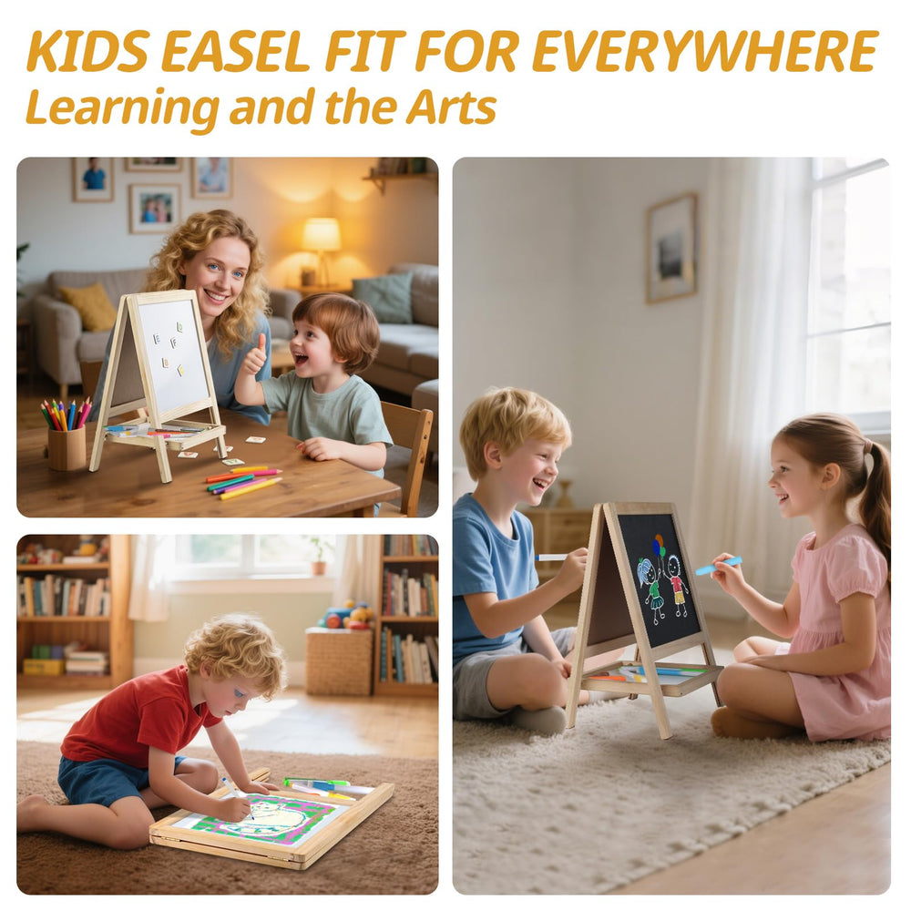 Kileubuto easel with flashcards encourages problem solving through play.