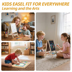Kileubuto easel with flashcards encourages problem solving through play.