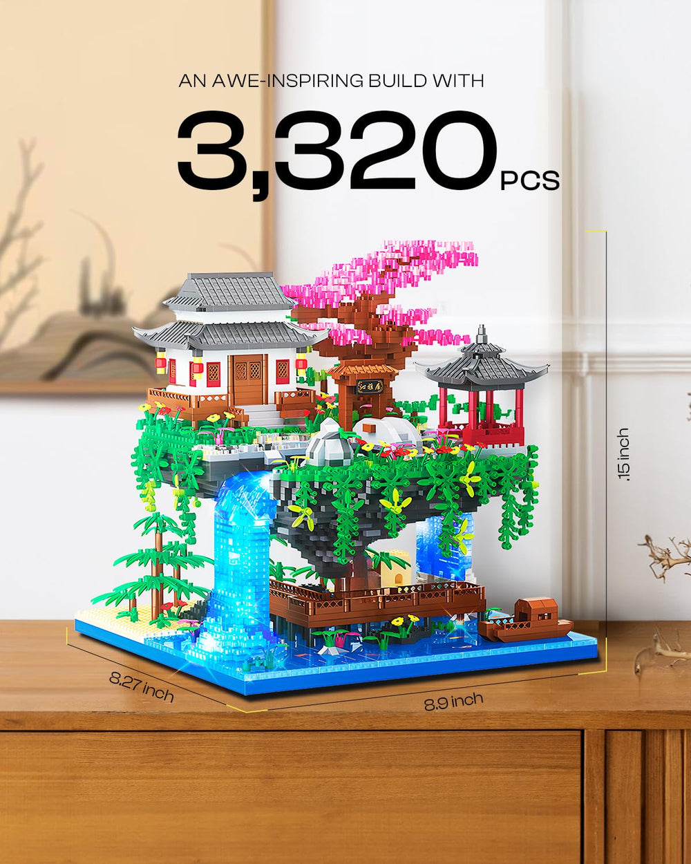 Kimiangel bonsai architecture waterfall detail for desk decor