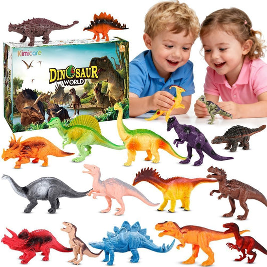 Kimicare dinosaur figures set for imaginative play with colorful prehistoric creatures
