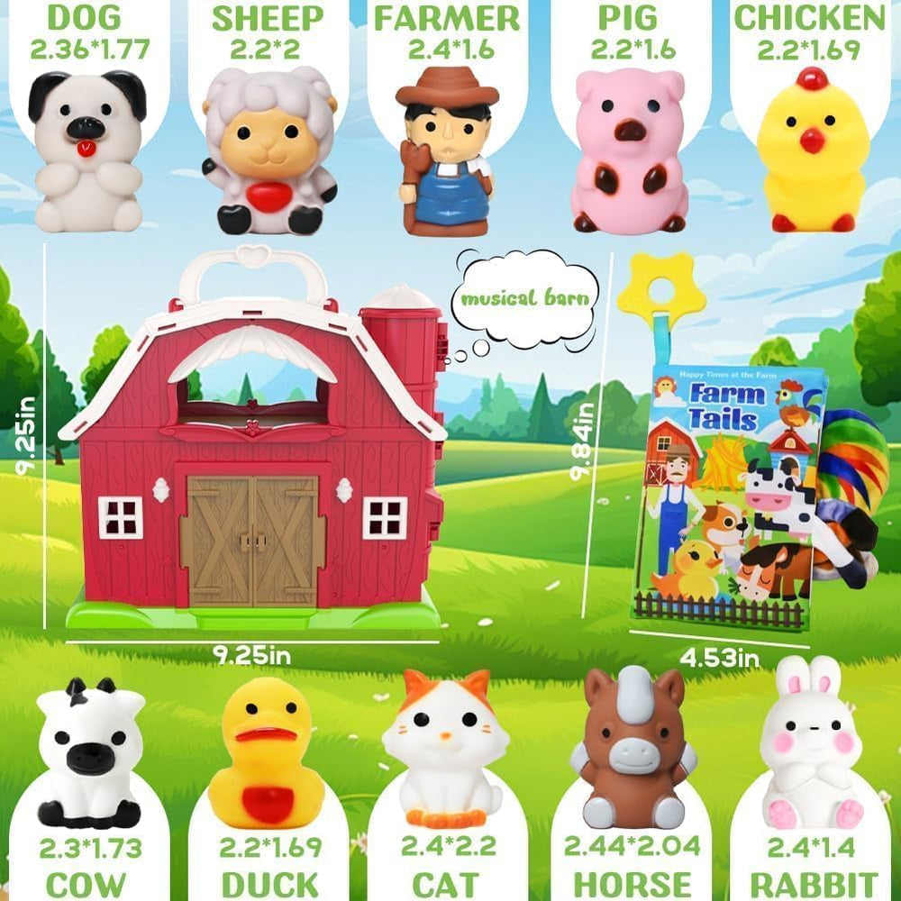 Kimicare farm animal figures set featuring cattle and horses for tactile pretend play