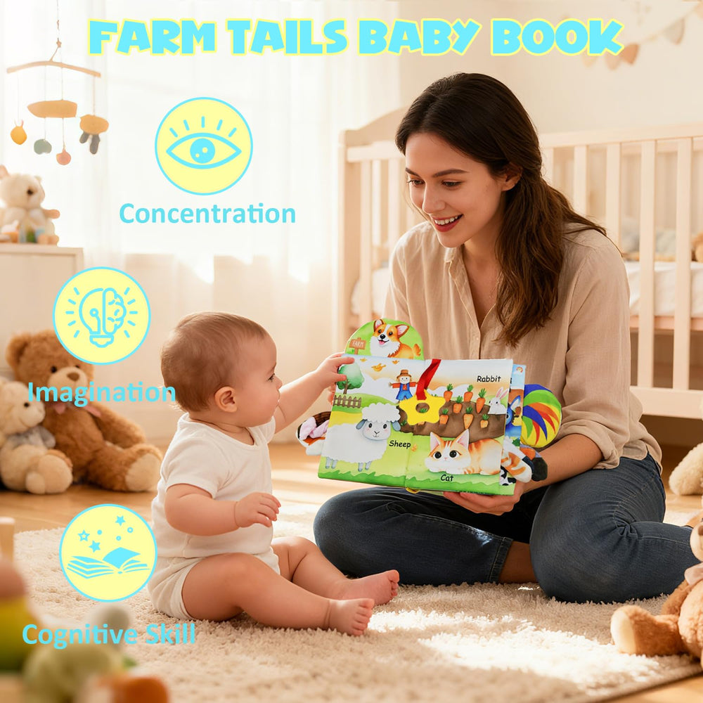 Kimicare Farm animal tails texture encourages tactile play and fine motor skills.