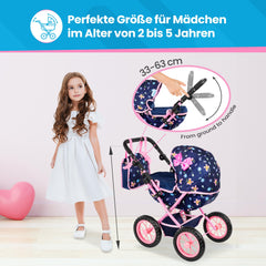 Kinderplay adjustable handle demonstrates comfortable reach for growing children.