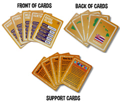 Kindertrekk USA States and Capitals flash cards spread layout with vibrant cards for family study