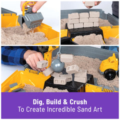 Kinetic Sand Construction Site wrecking ball; enables demolition play and imaginative scenarios.