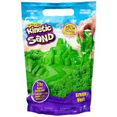 Kinetic Sand green 2lb bag for sensory play and easy cleanup.