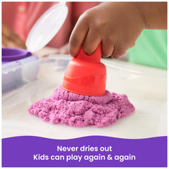 Kinetic Sand neon white sand contrasts with colorful builds for bold art