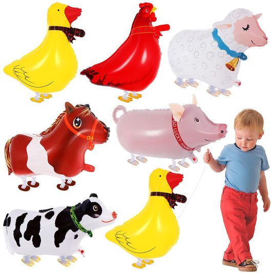 KINYFY walking rooster balloon decor for farm party and photo props.