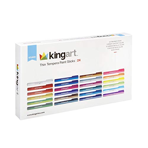KINGART tempera paint sticks twist mechanism demonstrates easy up-down control for mess-free painting