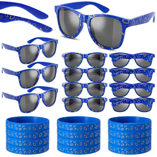 Kingdder blue with gold ring sunglasses add stylish party flair for guests.