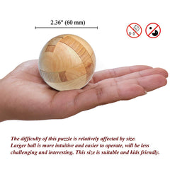 Kingou wooden ball puzzle showing the difficulty level and texture.