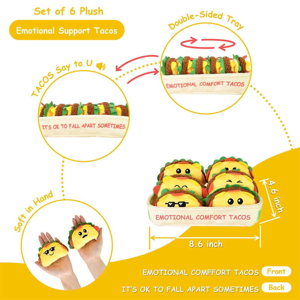 Kingwee emotional support tacos back side with positive phrases, uplifting vibes for a comforting workspace.