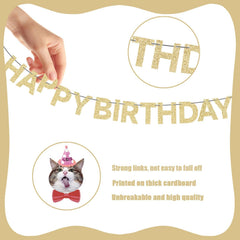 KingZONE Cat Happy Birthday Banner kitten illustrations add playful charm.