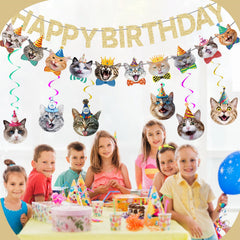 KingZONE Cat Happy Birthday Banner waterproof design suits indoor/outdoor setups.