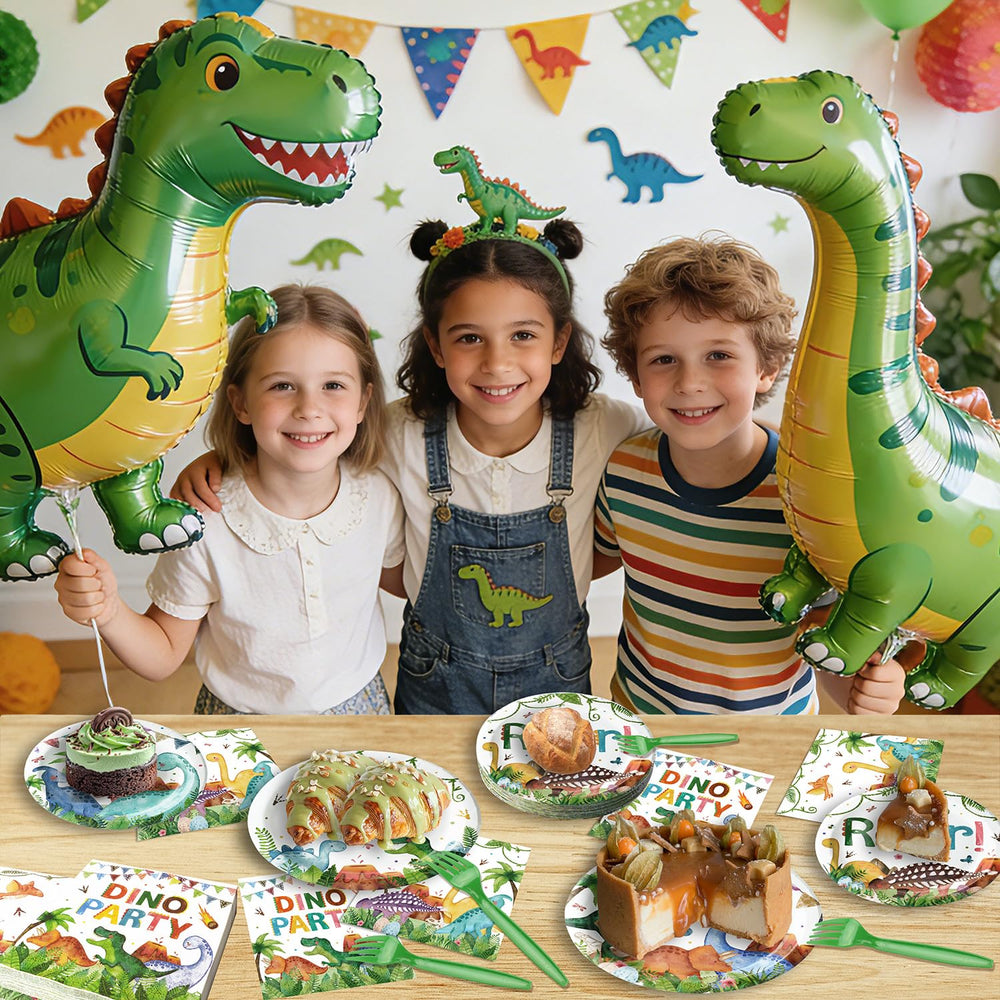 Kinovo detailed dino patterns add immersive prehistoric flair to tableware