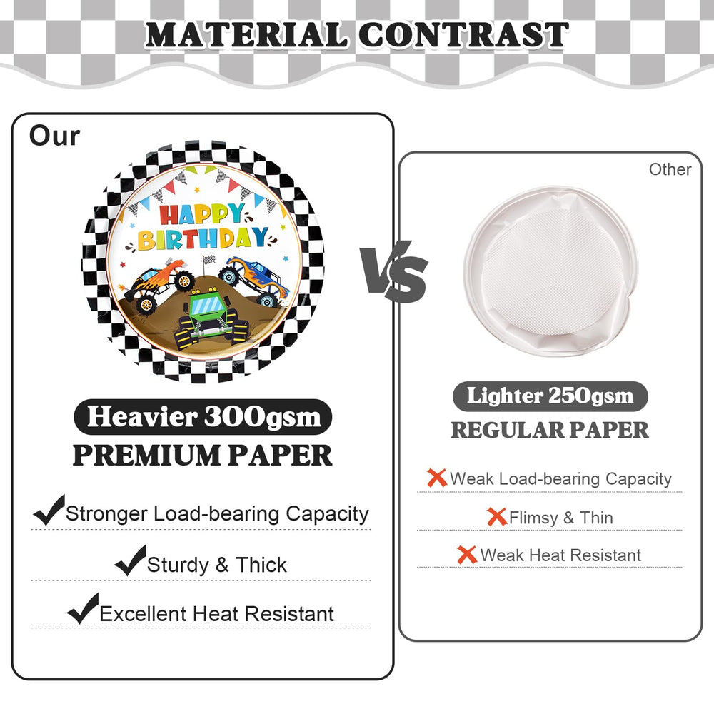Kinovo Monster Truck checkered tablecloths protect surfaces and look sharp.