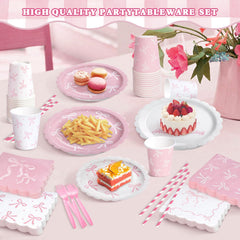 Kinovo pink bow napkins 5.9 inches for tidy party setup