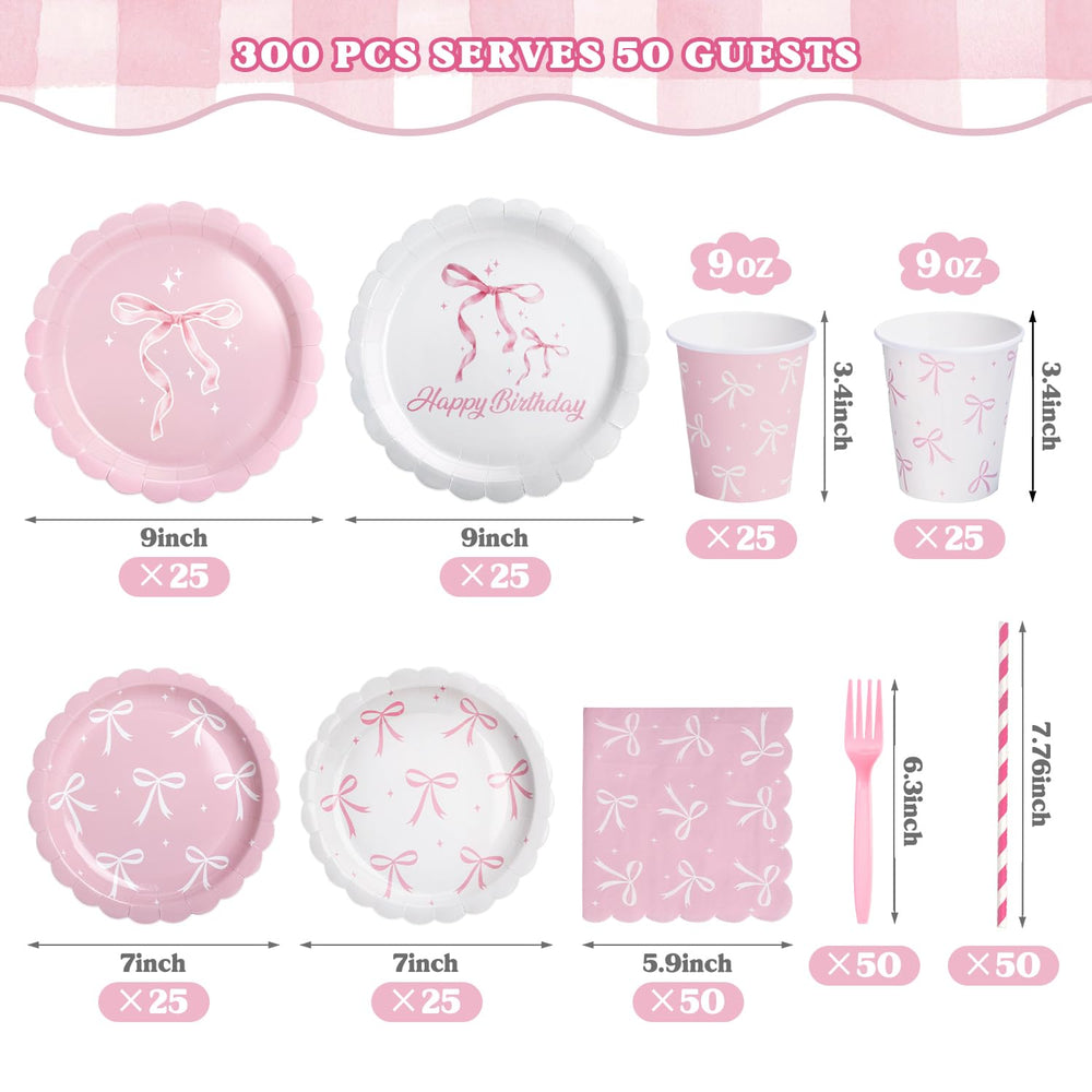 Kinovo pink bow 7-inch plate ideal for desserts and small servings