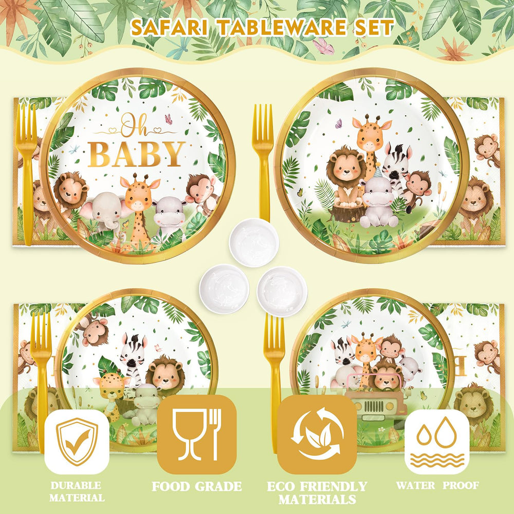 Kinovo safari green straws complement the decor and reduce mess.