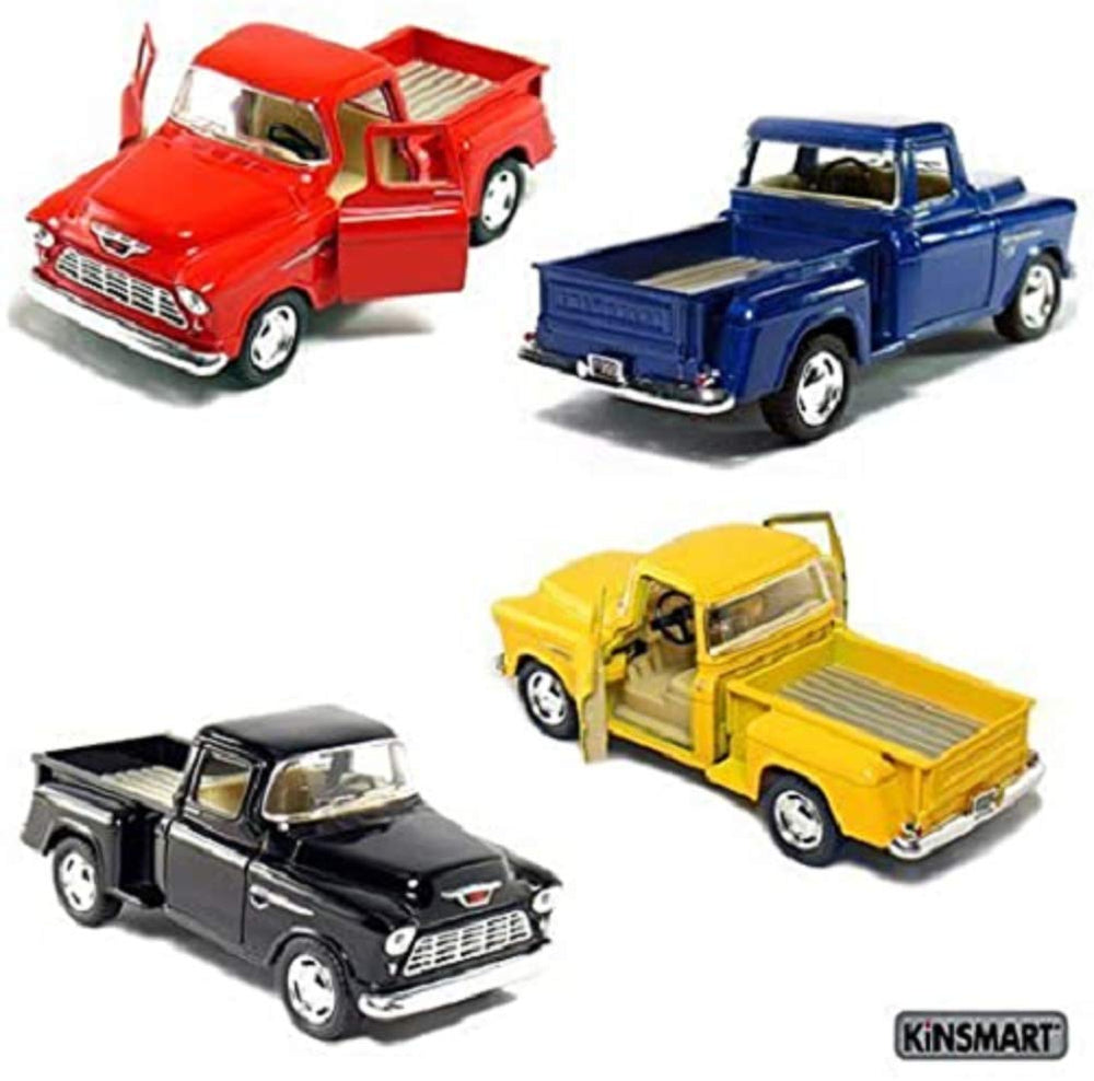 KiNSMART 1955 Chevrolet Stepside die-cast truck with detailed exterior for display and collection
