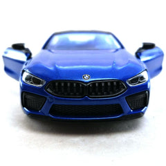 KiNSMART BMW M8 Competition side profile blue emphasizes sleek lines